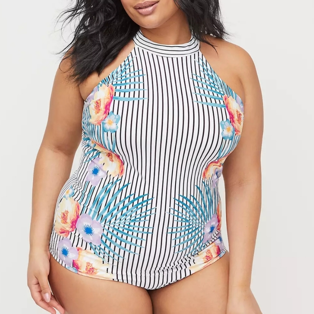 Plus Size 22 Lane Bryant Cacique swimsuit one piece swim tropical suit